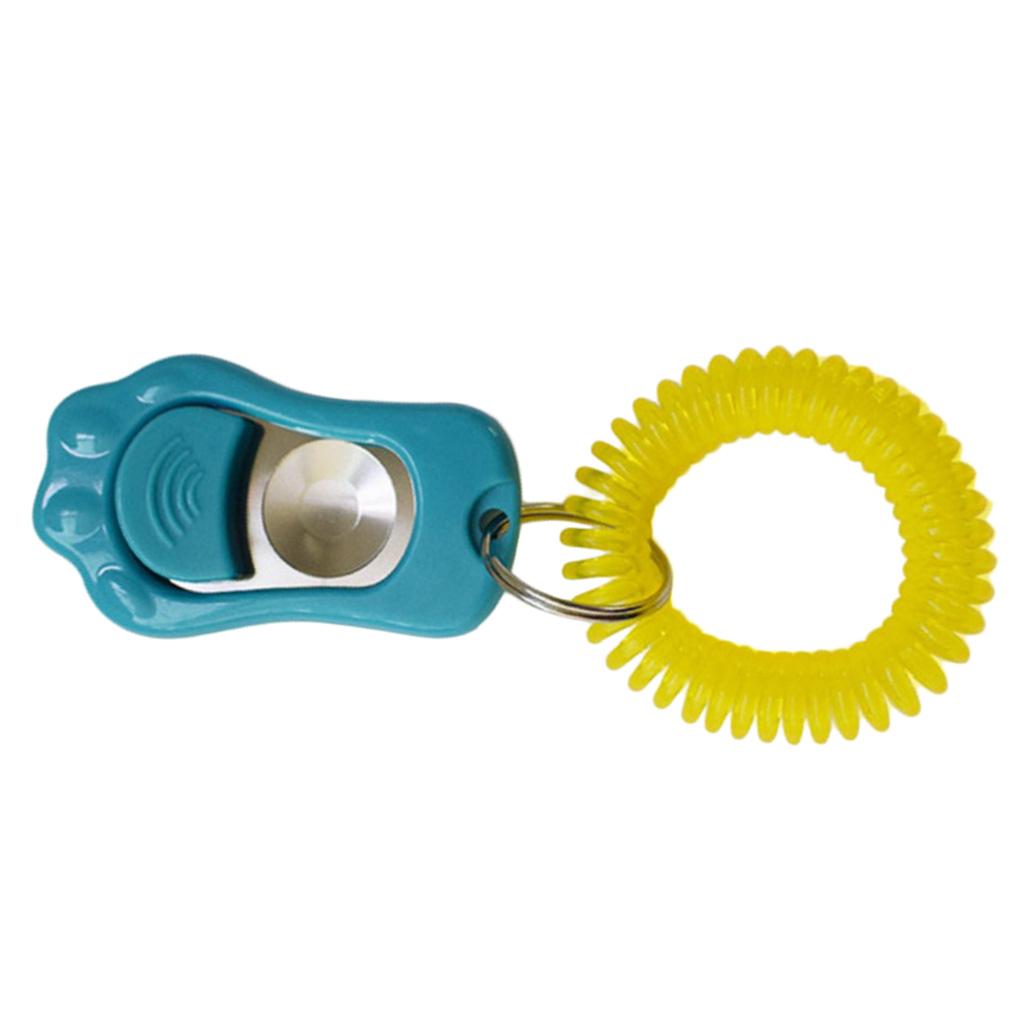 Plastic Dog Whistle Clicker Pet Dog Trainer with Wrist Strap Blue