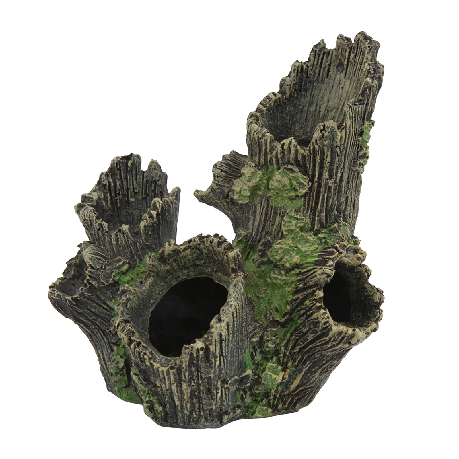 Aquarium Trunk Resin Driftwood Betta Log Hollow Tree Trunk Ornament Hideouts A