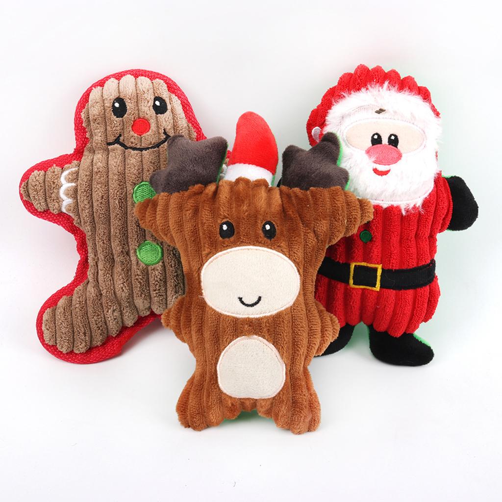 Dog Squeaky Toys Plush Toy Cat Dog Fun Interactive Squeaker Santa Claus