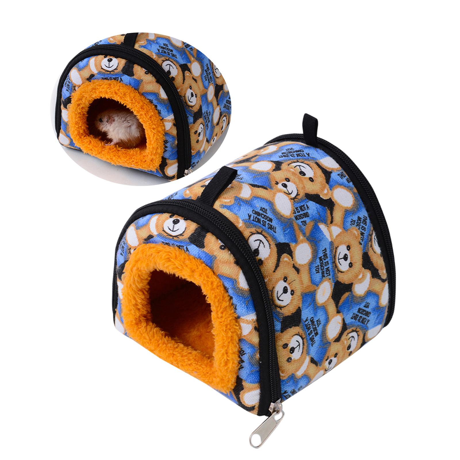 Guinea Pig Bed Nest Hamster House for Sugar Glider Rabbit Small Pet Supplies Blue Bear S