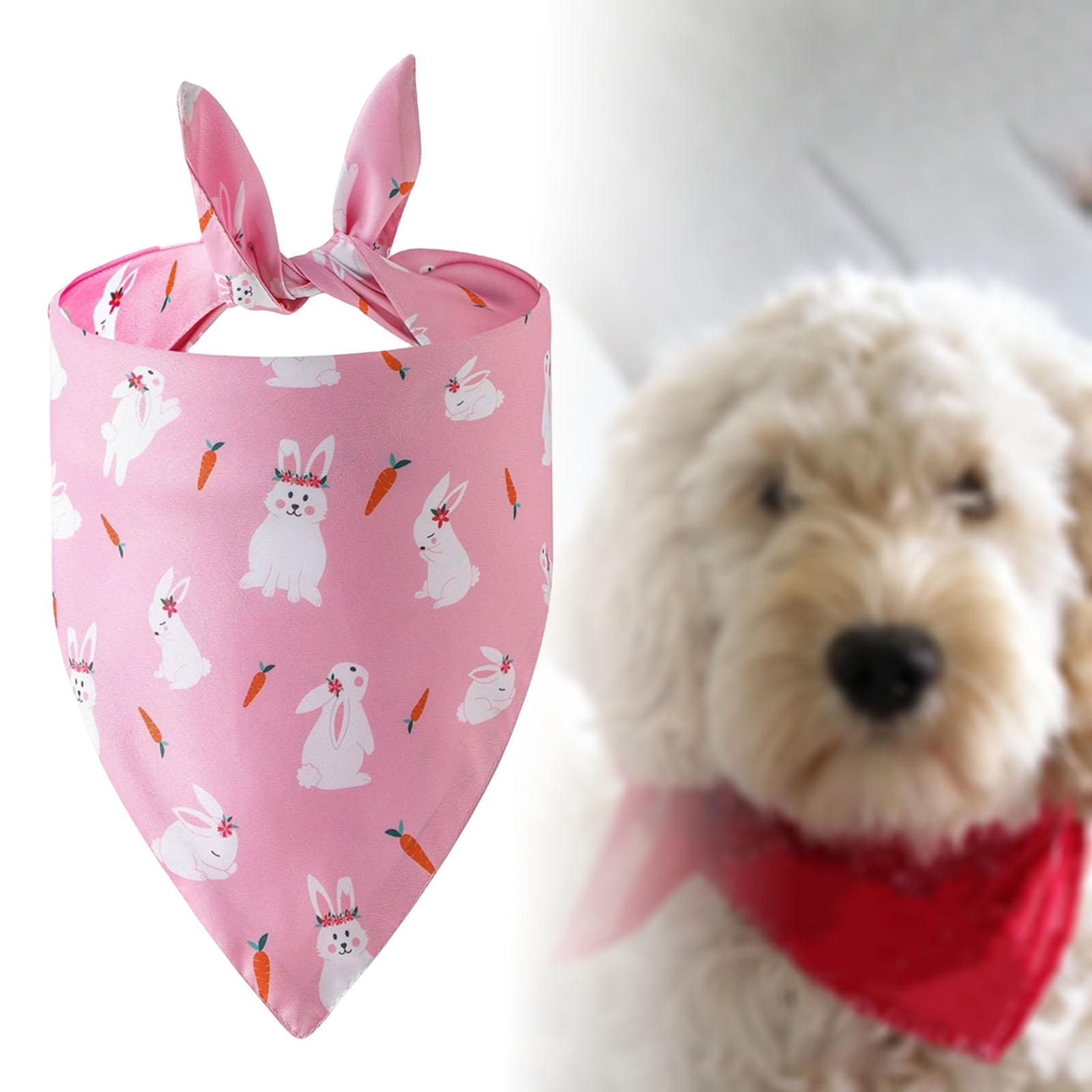 Washable Dog Bandana Collar Easter Costume Cat Neckerchief Pink
