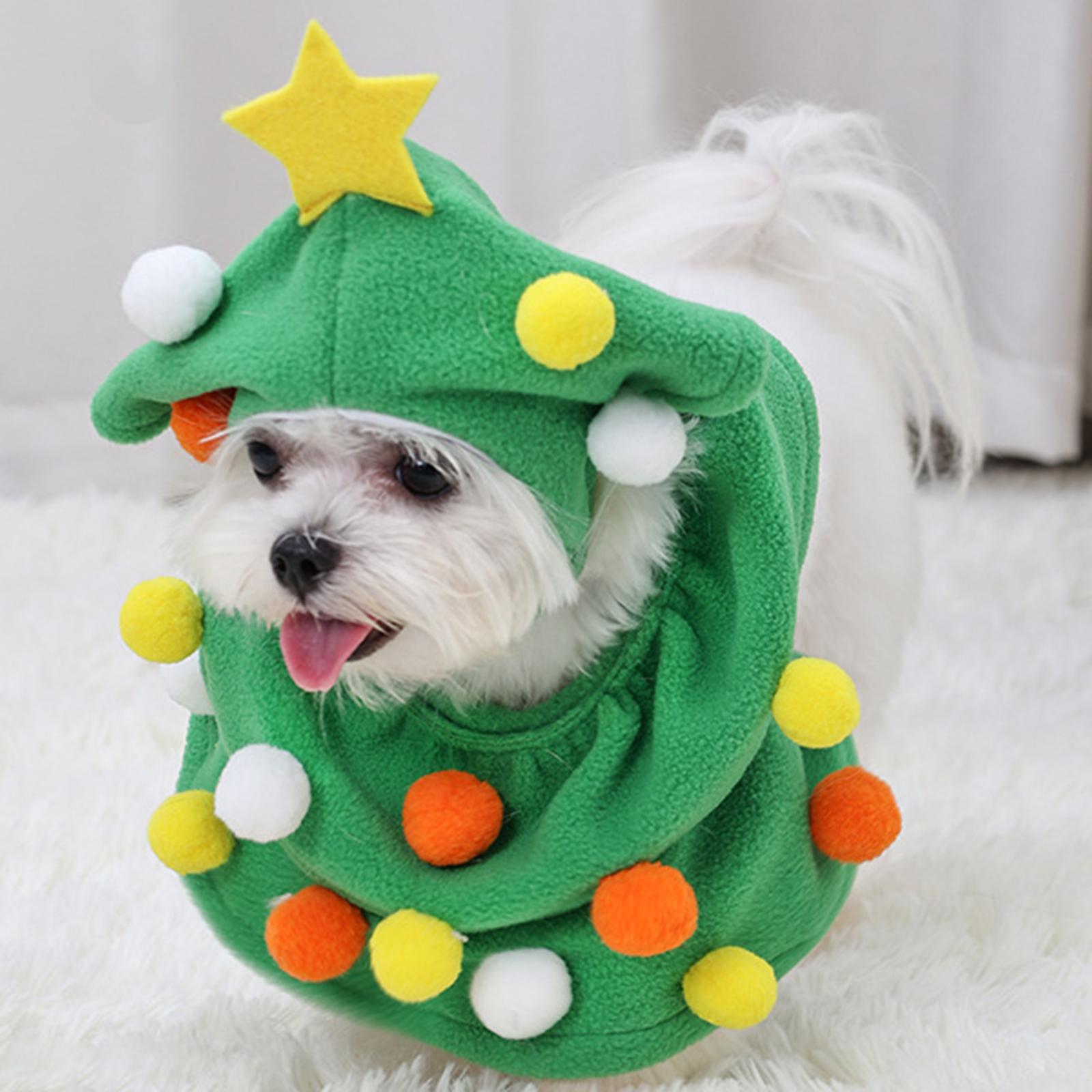 Christmas Tree Shape Pet Cat Costume Sleeveless Adjustable for Autumn Winter
