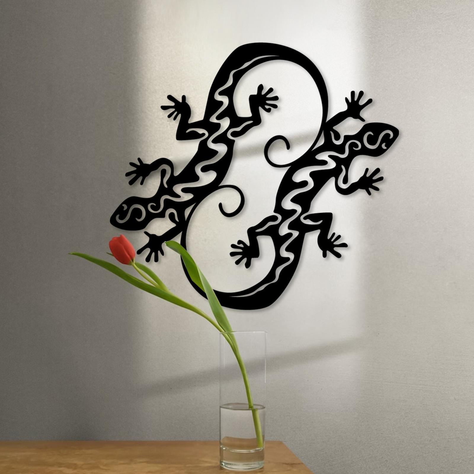 Silhouette Wall Hanging Metal Gecko Lizard Wall Art for Fence Garden Bedroom