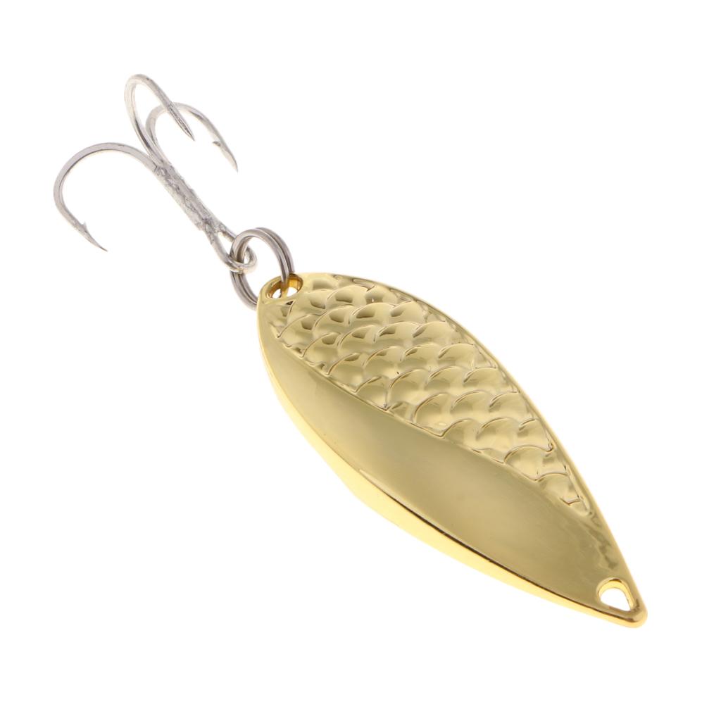 Metal Spoon Fishing Lures 15g Bass Baits Treble Hook Fishing Tackle Gold