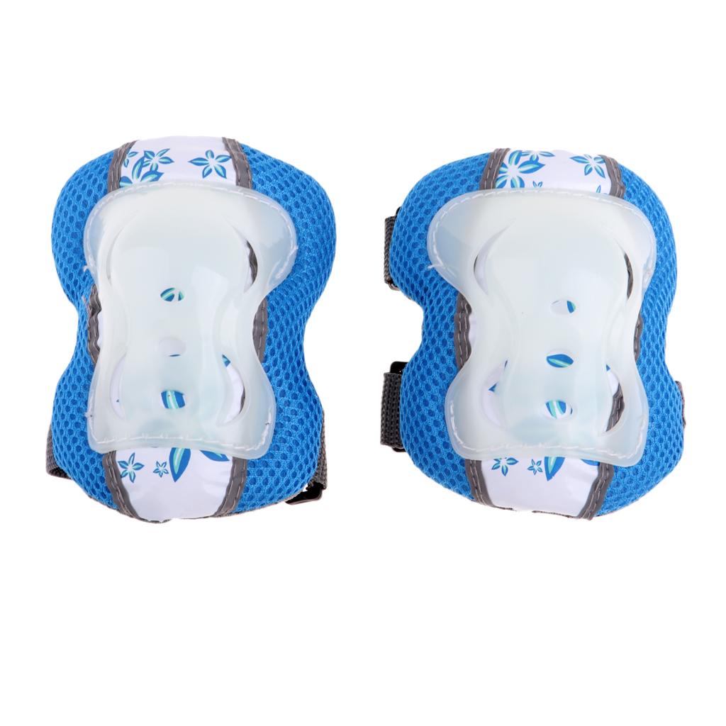 Protective Gear Set Skateboarding Wrist Knee Elbow Pads Guards  S Blue 