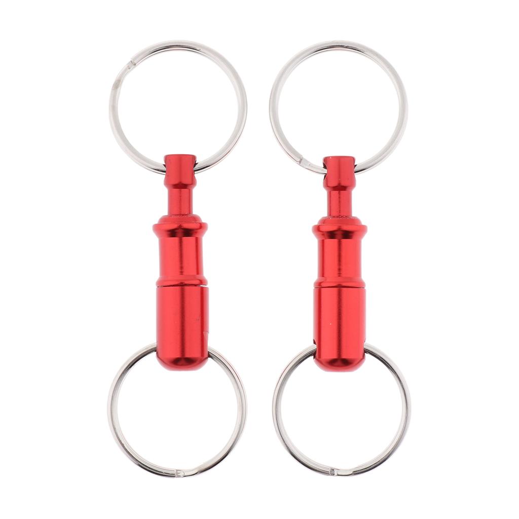 4-Pack Quick Release Keychain Pull-Apart Removable Keyring Two Split Rings