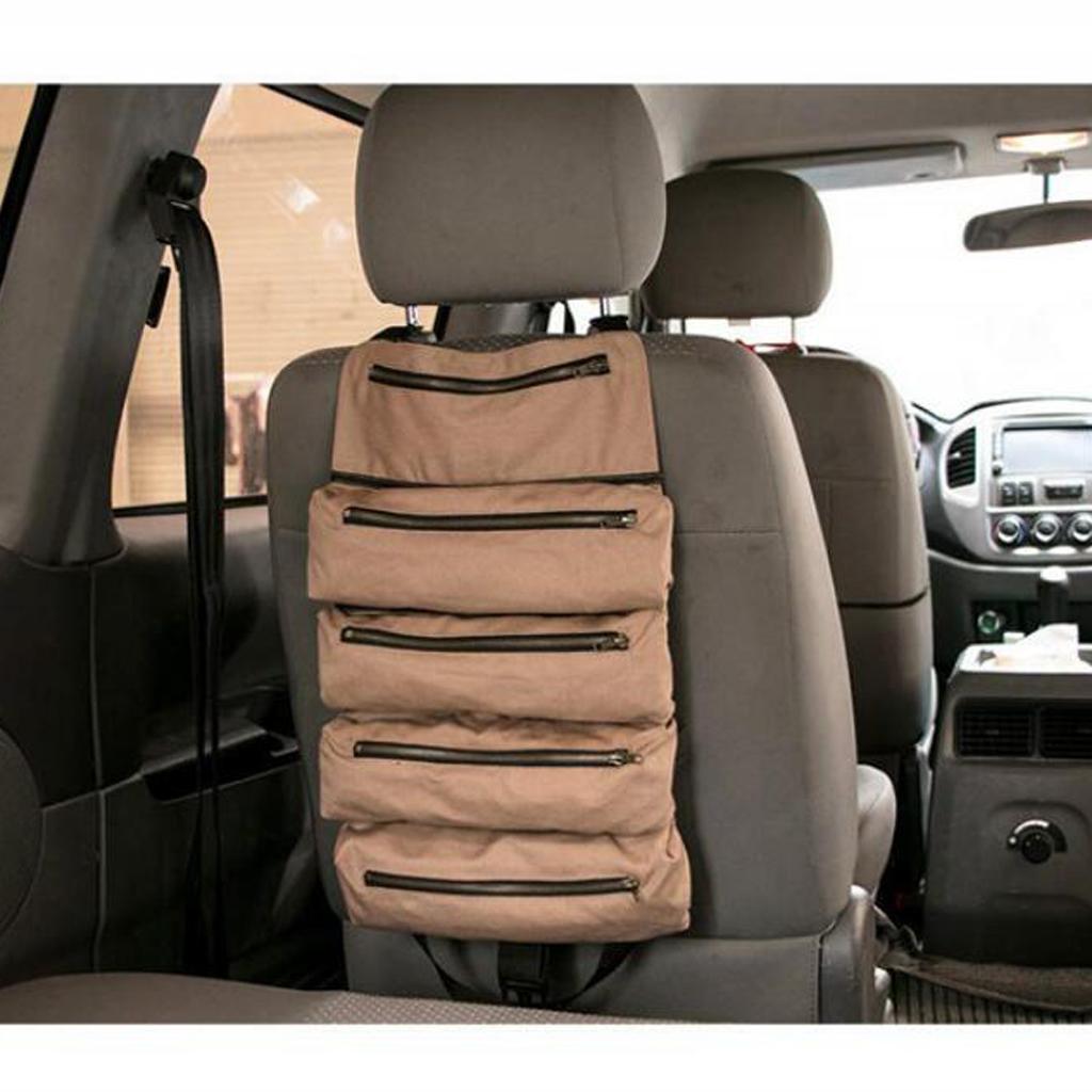Car Seat Back Bag Suspension Organizer Vehicle Panel Car Seat Cover khaki