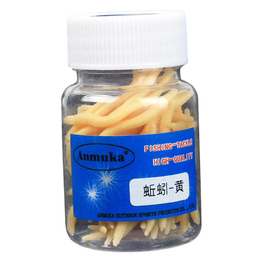 1 Box Imitation Earthworm Artificial Soft Bait Fishing Lure Yellow