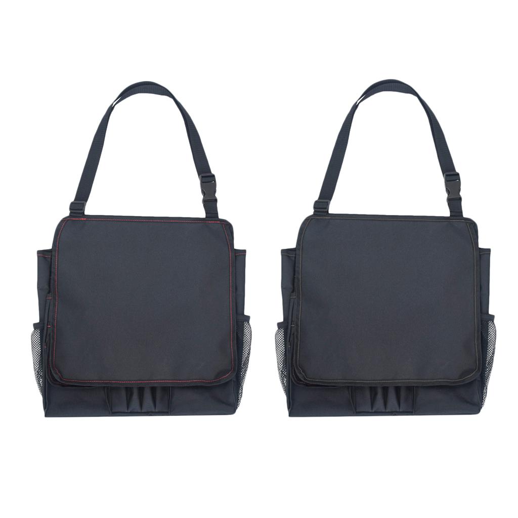 Multifunctional Car Front Seat Organizer Shoudle Bag Black with Black Line