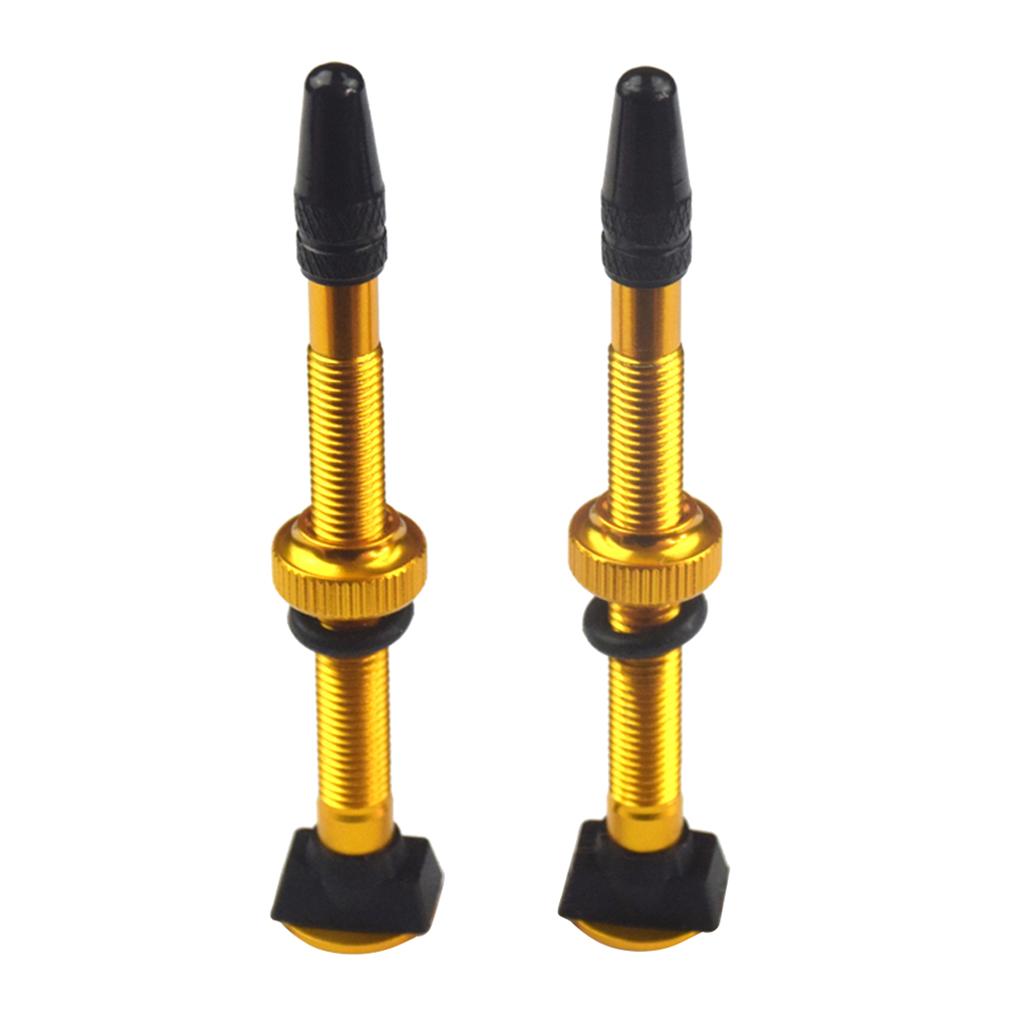 2X Bike Bicycle Aluminum Alloy 60mm Tubeless Presta Valve Kit Replacement Golden