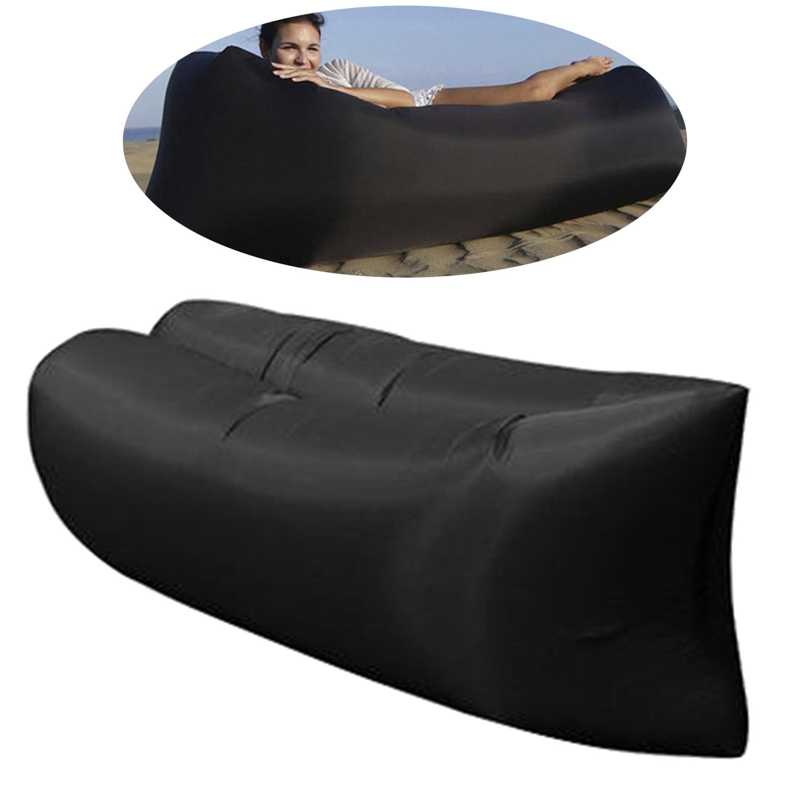 Inflatable Sofa Air Bed Lounger Chair Sleeping Bag Mattress Couch Black