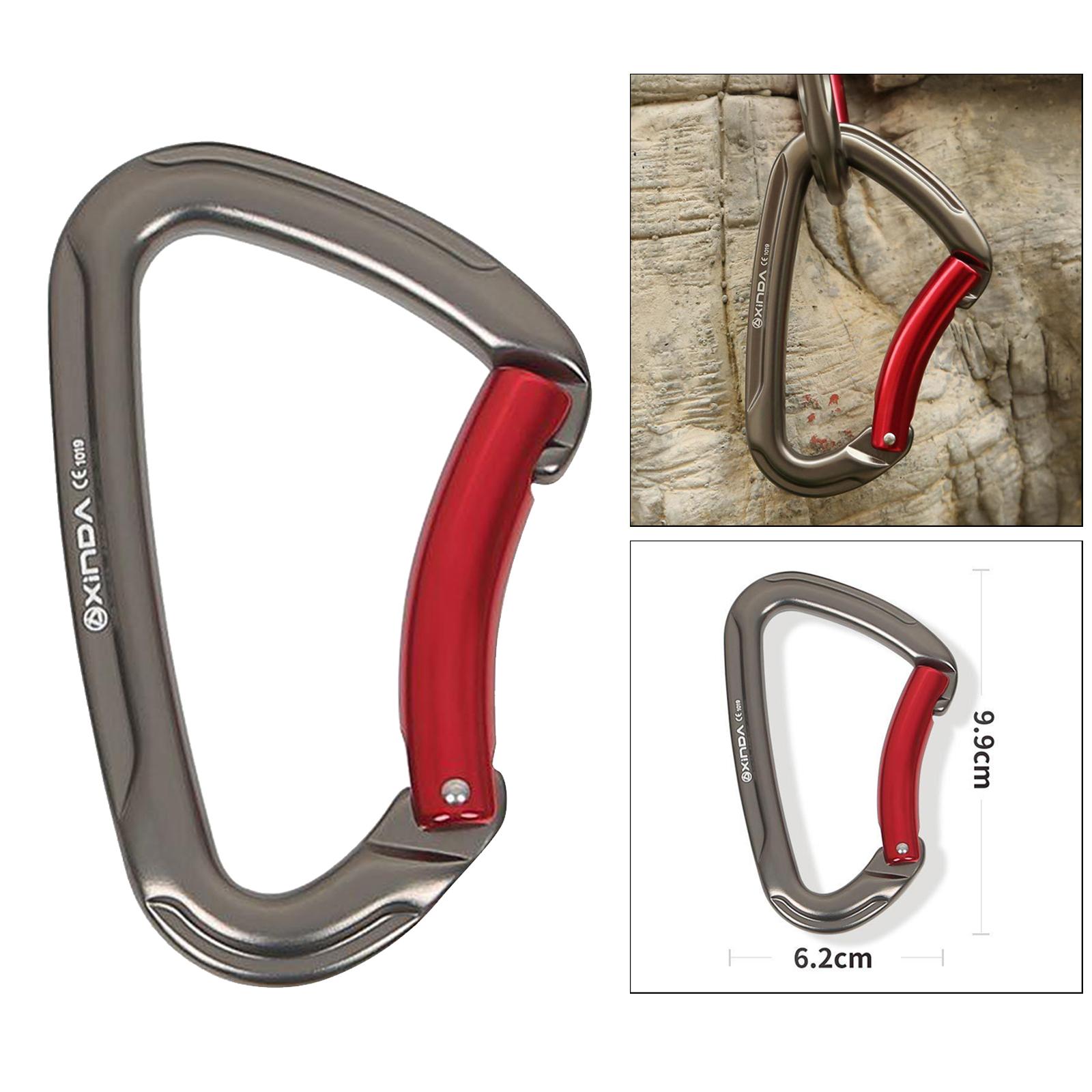 25KN Carabiner 4" Gate Auto Locking Lock Keychain Clasp Gray Bent Gate