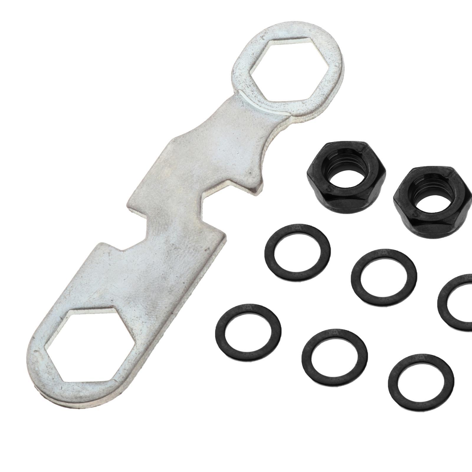 Skateboard Truck Rebuild Kit Washers M8 Nuts and Wrench Tool Black