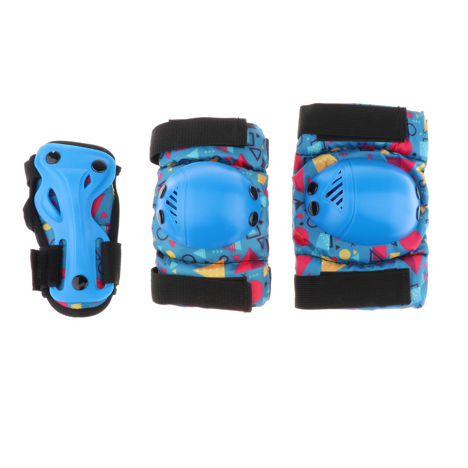 Skateboard Skating Knee Elbow Wrist Pad Protective Gear Guards Blue S