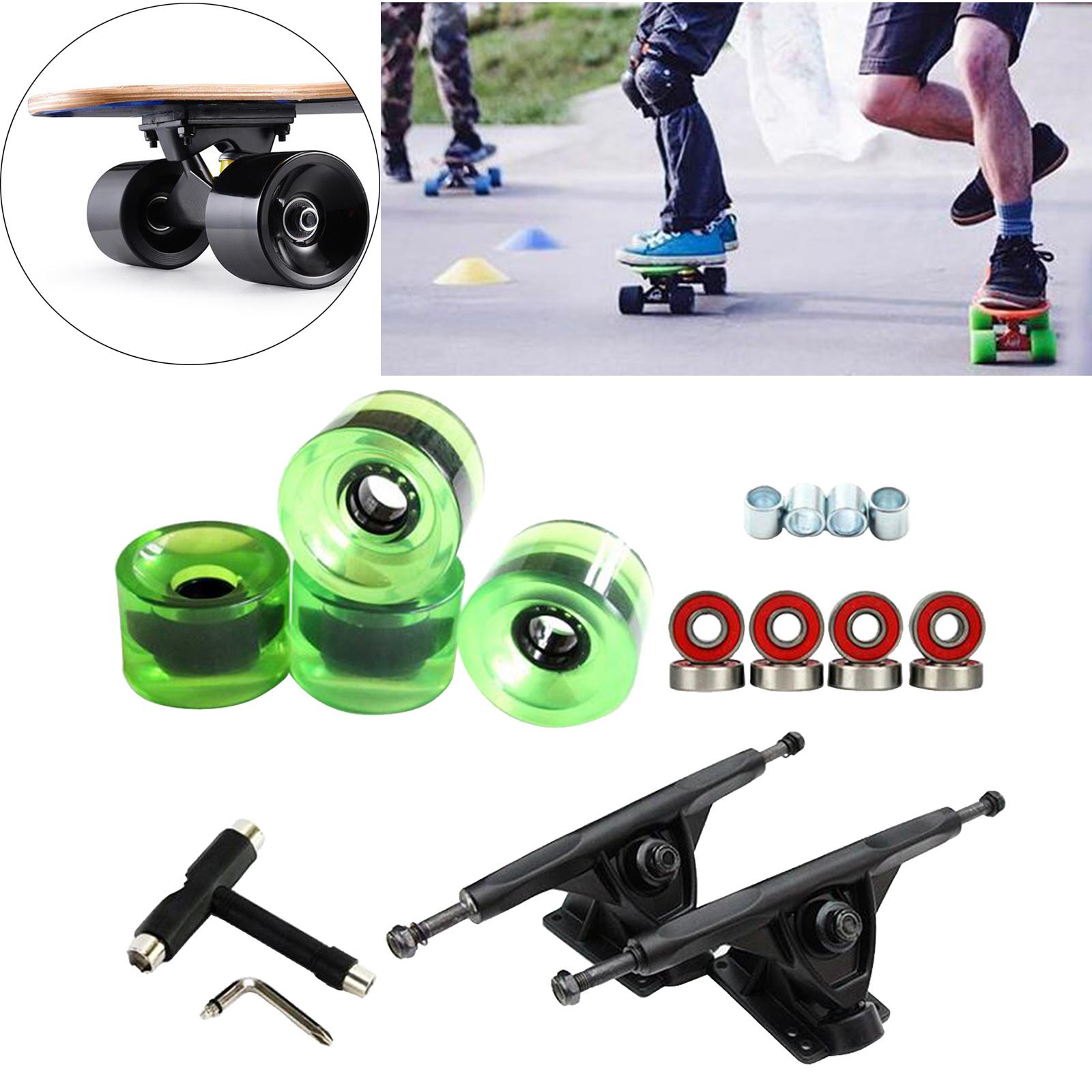 Alloy Solid Skateboard Truck 7'' Wheel Wrench Roller Part Black Clear Green