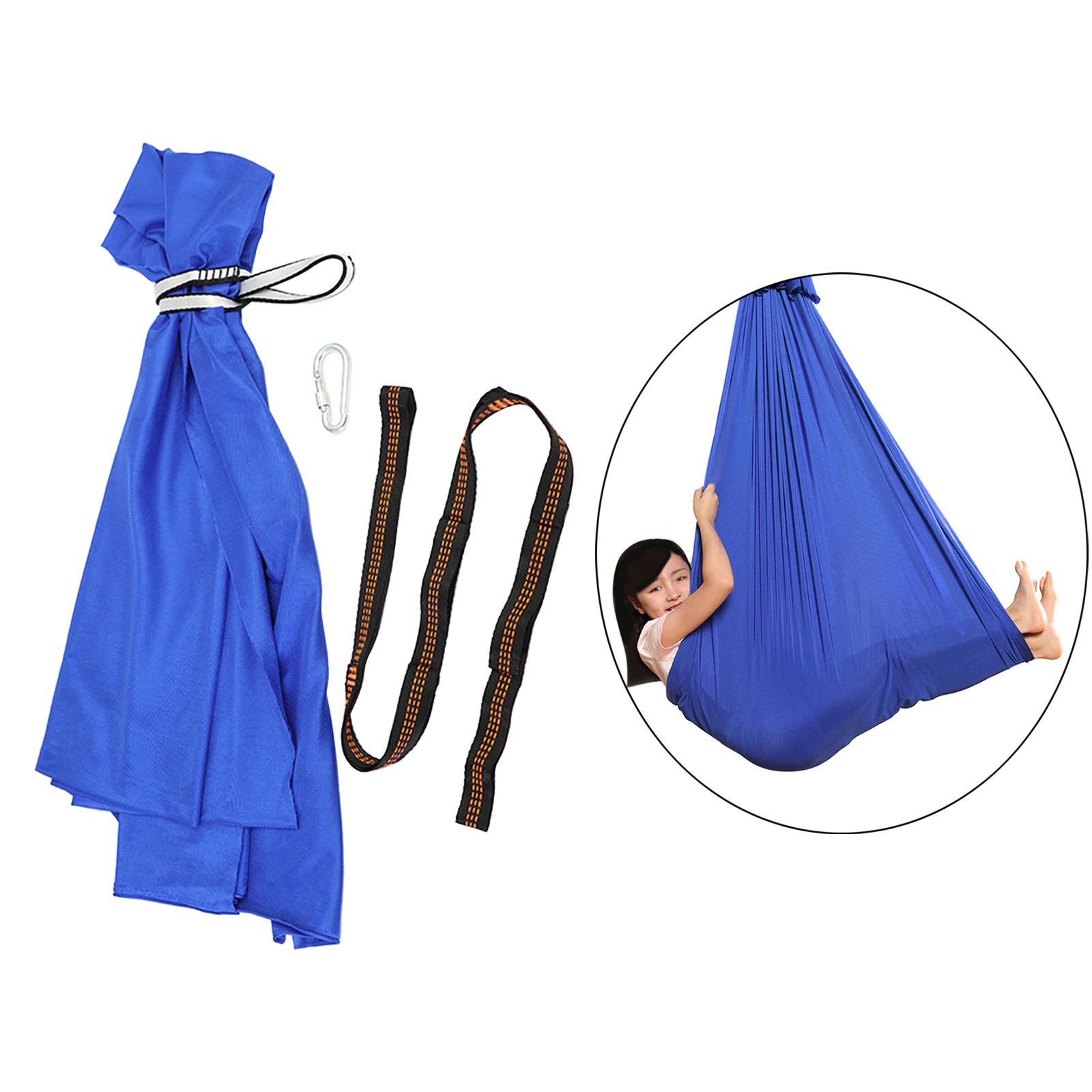 Kids Swing Hammock Hanging Pod Sensory Swing Carabiner Deep Blue