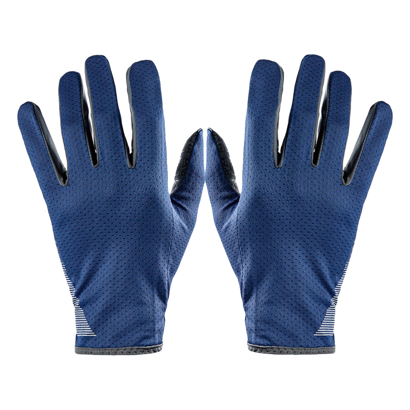 Full Finger Cycling Gloves Breathable Bike Sports Touchscreen Gloves Blue L