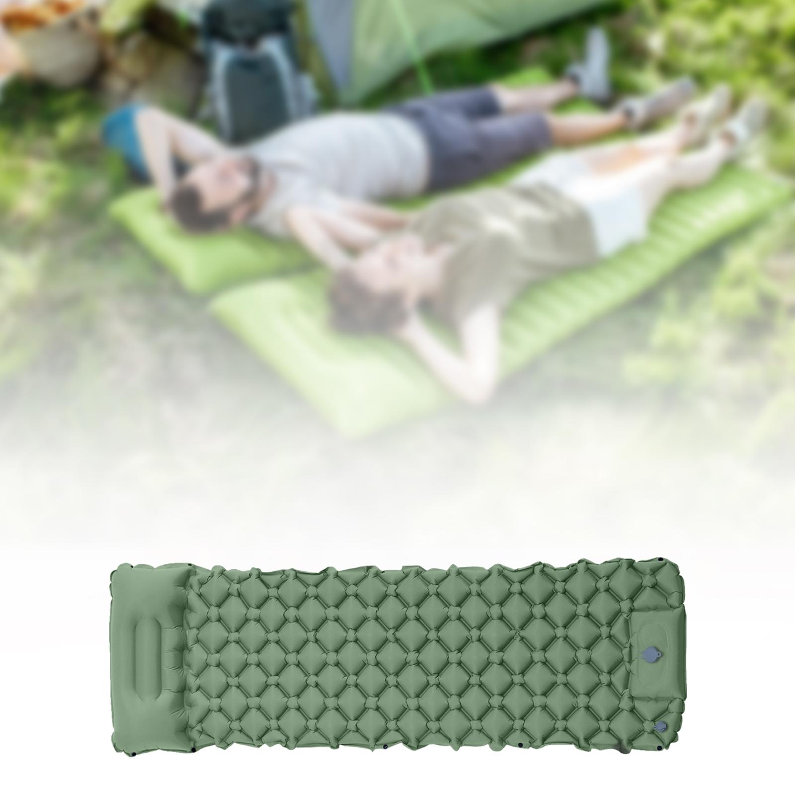 Inflatable Sleeping Pad Compact Camping Mat for Traveling Backpacking Hiking Green