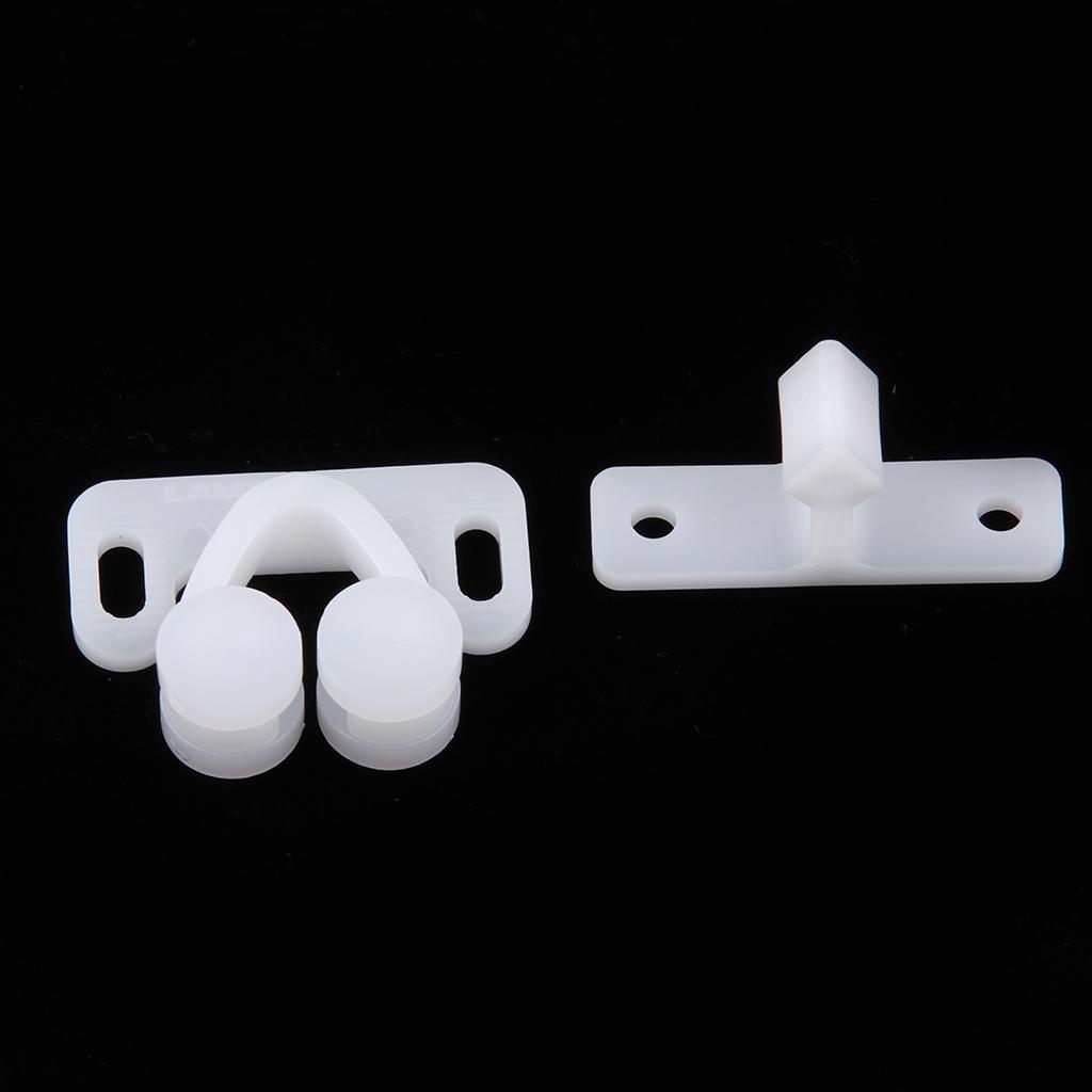 4xWhite ABS Double Ball Cabinet Cupboard Display Door Roller Latch Catch 
