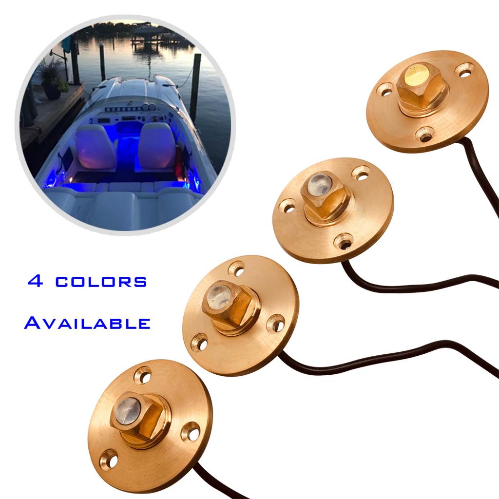 Boat Drain Plug LED Light Underwater Brass Garboard Stern Powerboat White