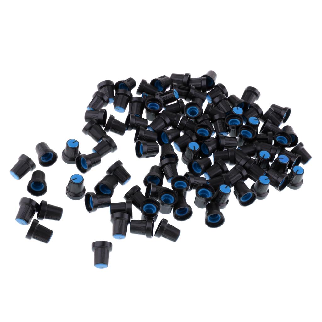 100 Pieces 6mm Plastic Potentiometer Control Volume Knobs Mini Cap blue