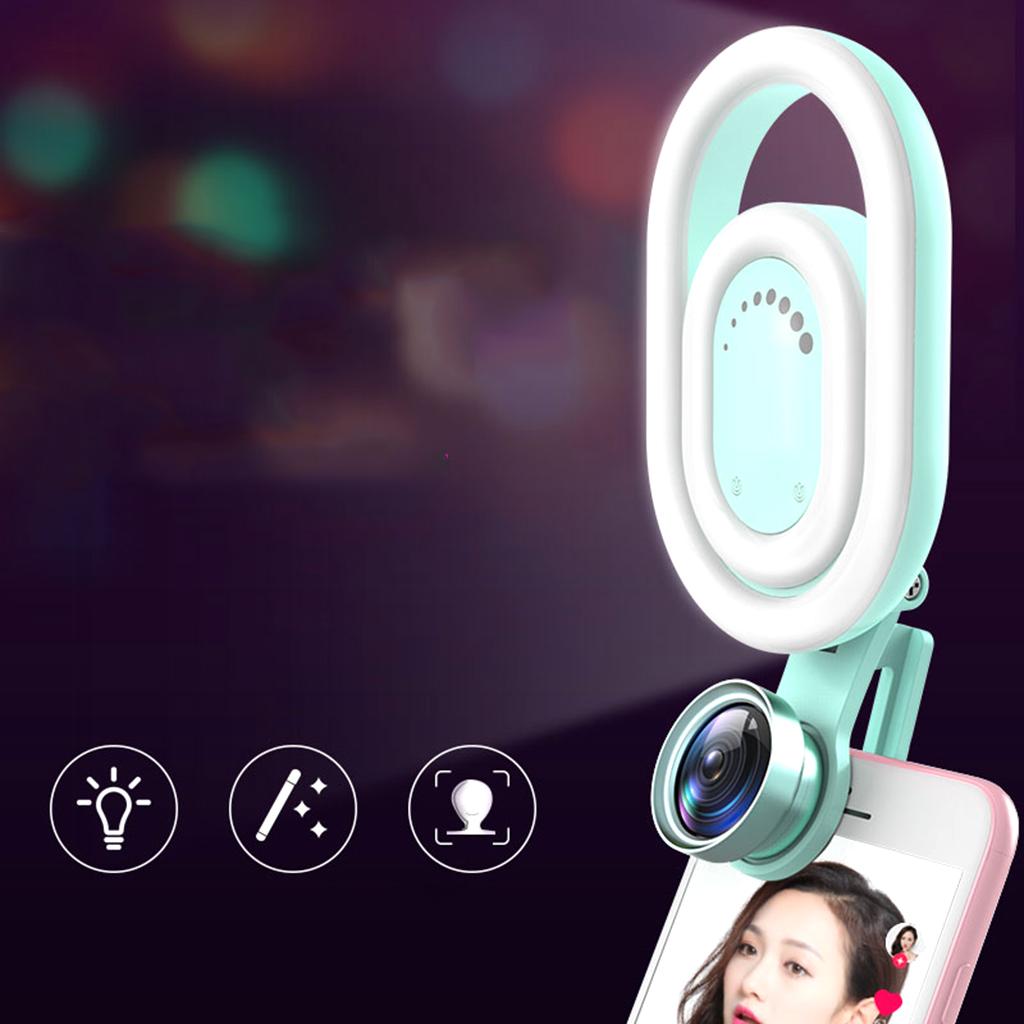 Rechargeable Fill Light with Wide Angle Macro Phone Camera Lens Set  pink