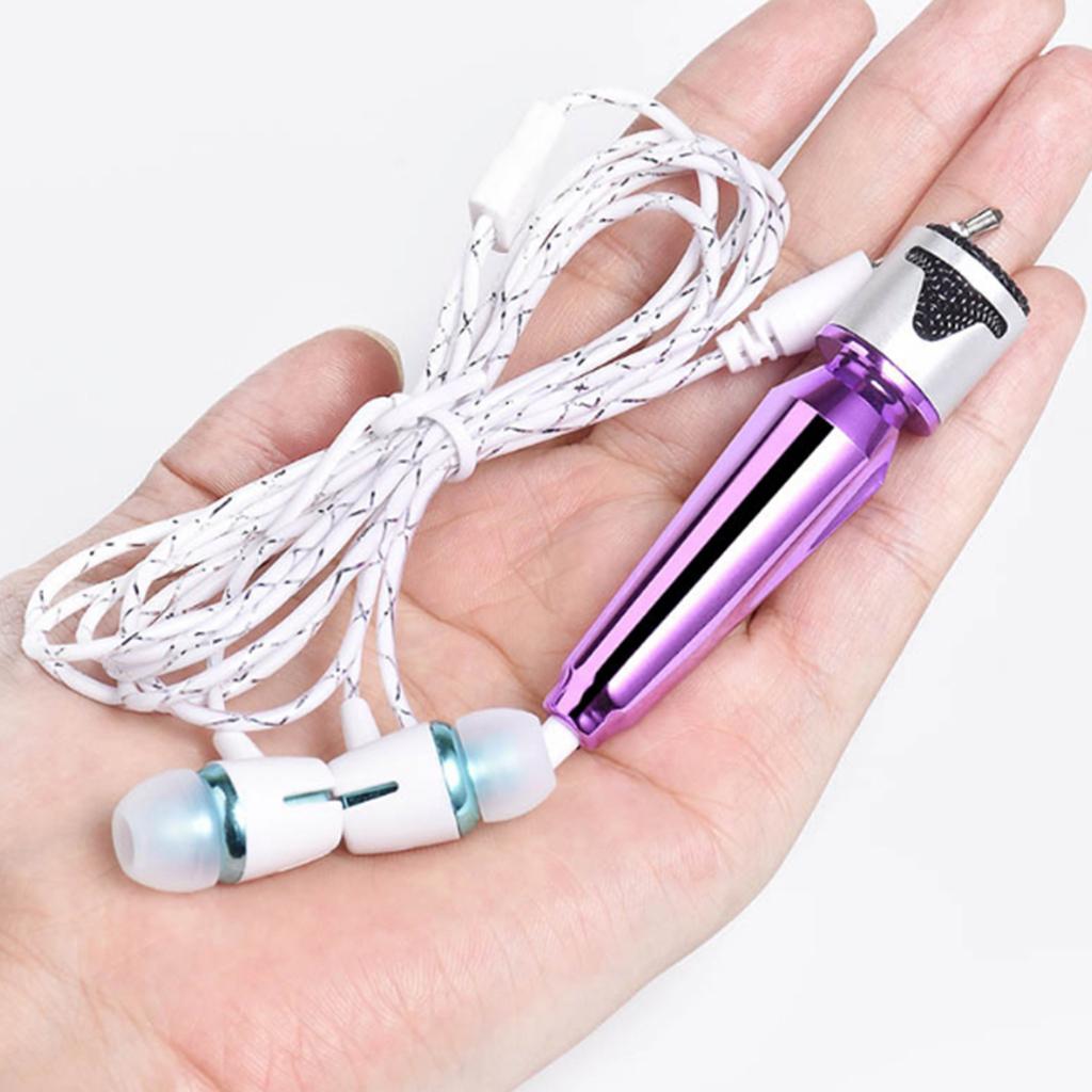 Portable Mini Wired Phone Stereo Microphone for Chatting Singing Purple