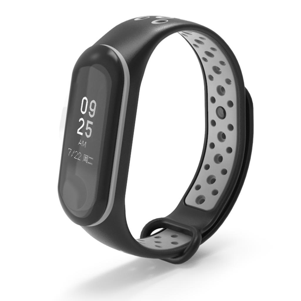 Replacement Silicone Band Wristband Strap for  MI Band 5 Black+Grey