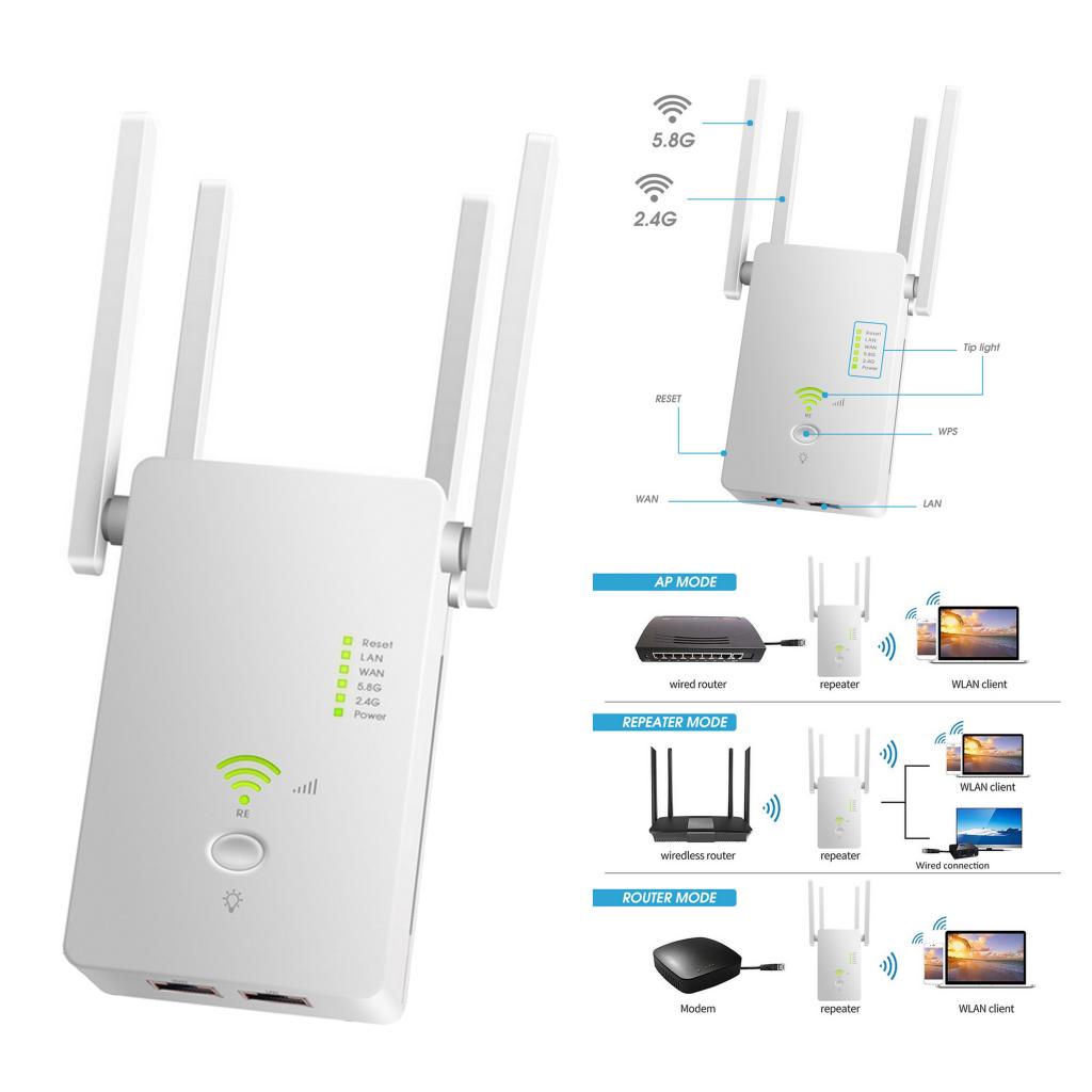 WiFi Internet Booster Wireless Signal Repeater AP Range Extender White