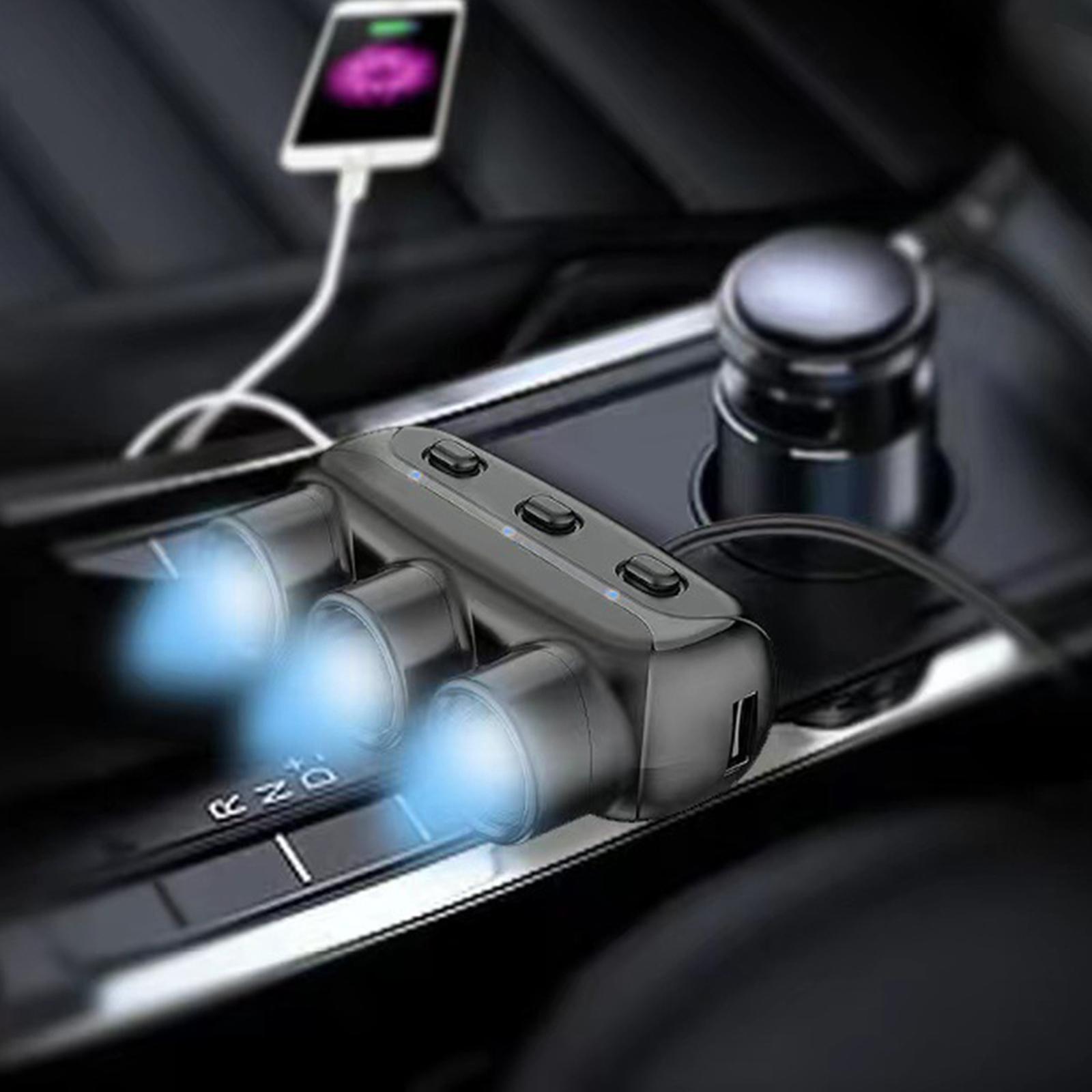 12V Car Cigarette Lighter Adapter Charger 3 Socket Dual Plug Socket Splitter