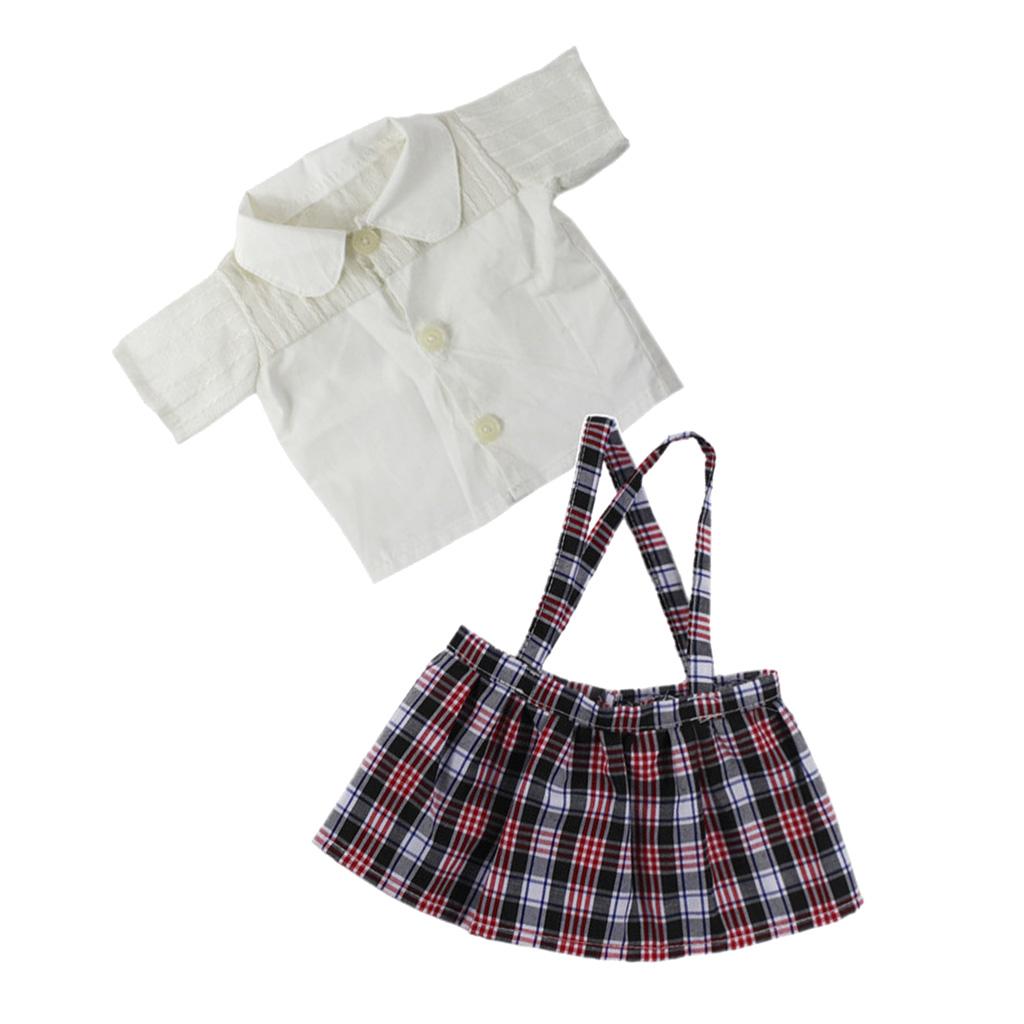 18inch Dolls Clothes T-shirt Suspender Skirt for Girl Doll Outfit