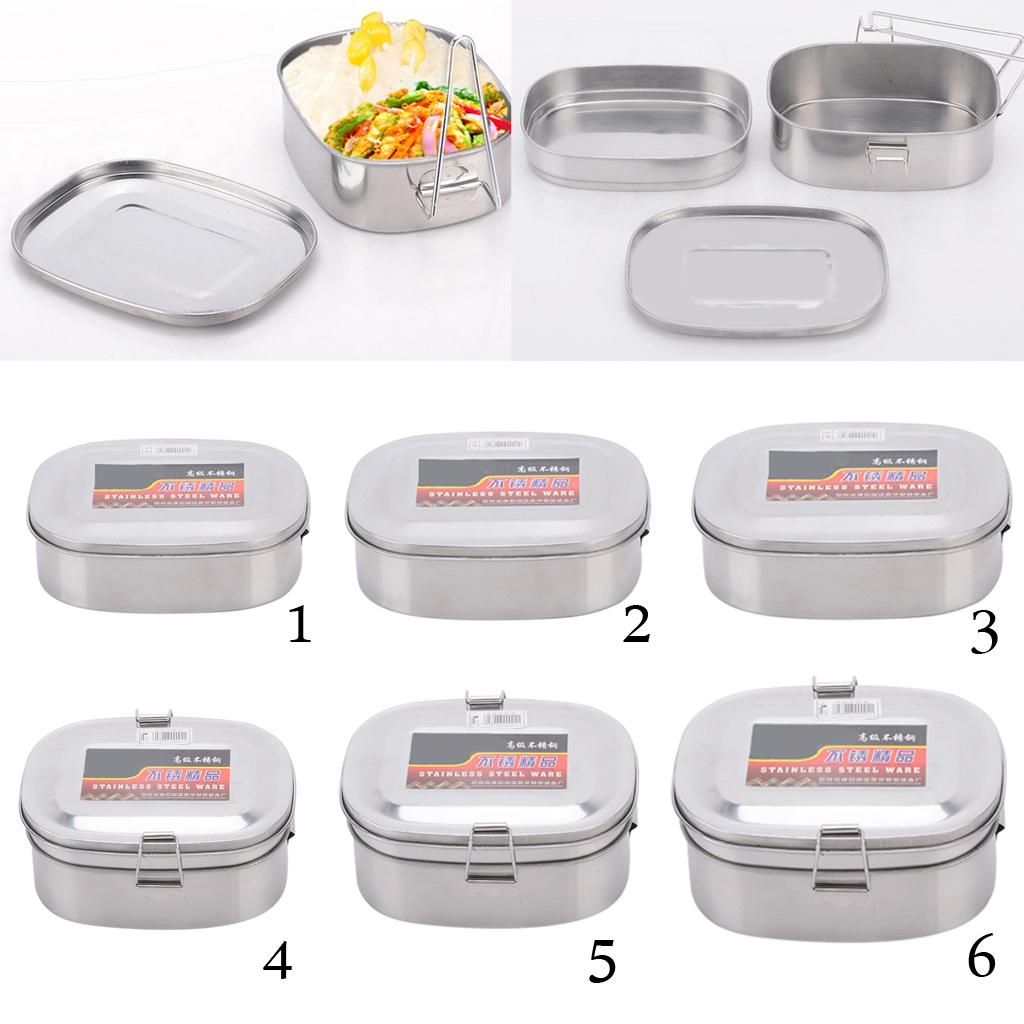 Stainless Steel Bento Lunch Box Dinner Food Container Single Layer M