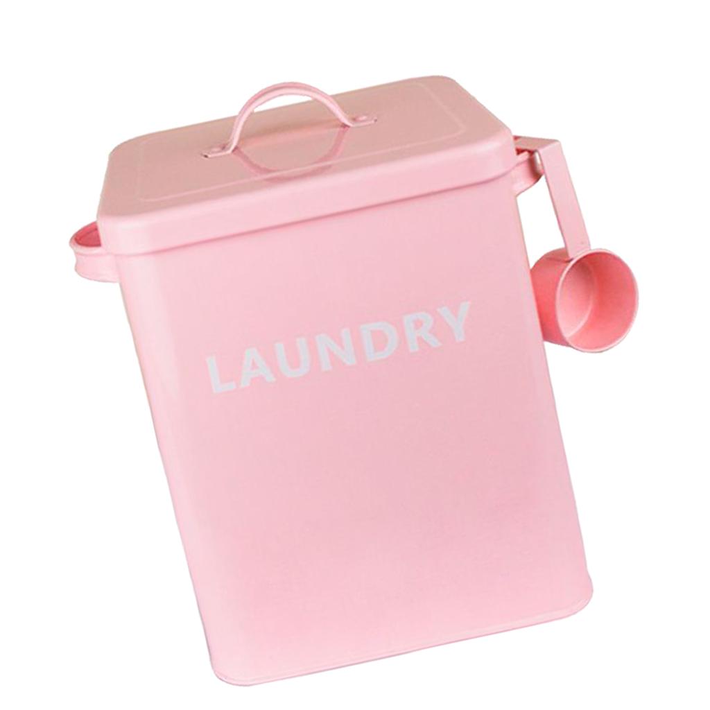 Kitchen Iron Storage Canister Laundry Detergent Organizer Box LAUNDRY-Pink