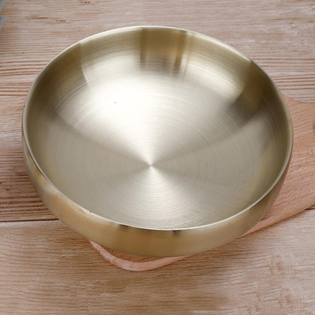 Stainless Steel Noodles Bowl Dinner Soup Fruit Bowl Kitchenware Gold 21cm