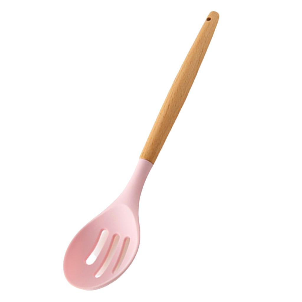 Silicone Kitchenware Silicone Cooking Utensil with Wood Handle For Kitchen E
