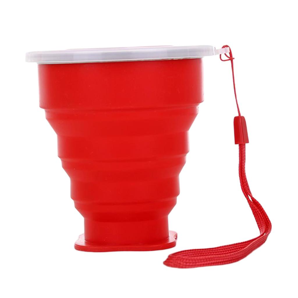 Foldable Silicone Travel Coffee Tea Mug Outdoor Camping Drink Cup Red