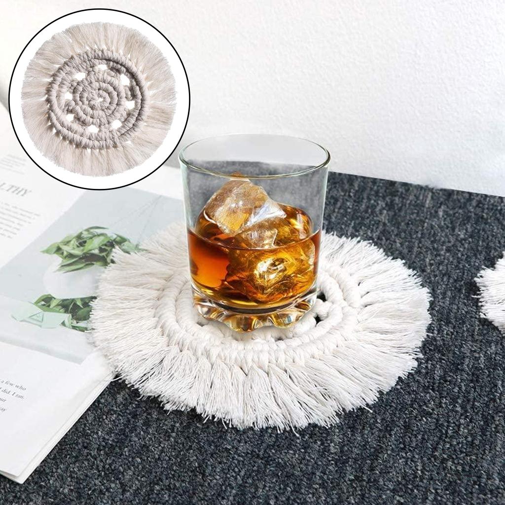 Handmade Braided Cup Mat Macrame Coasters Pad Table Mat Cotton  Style 3