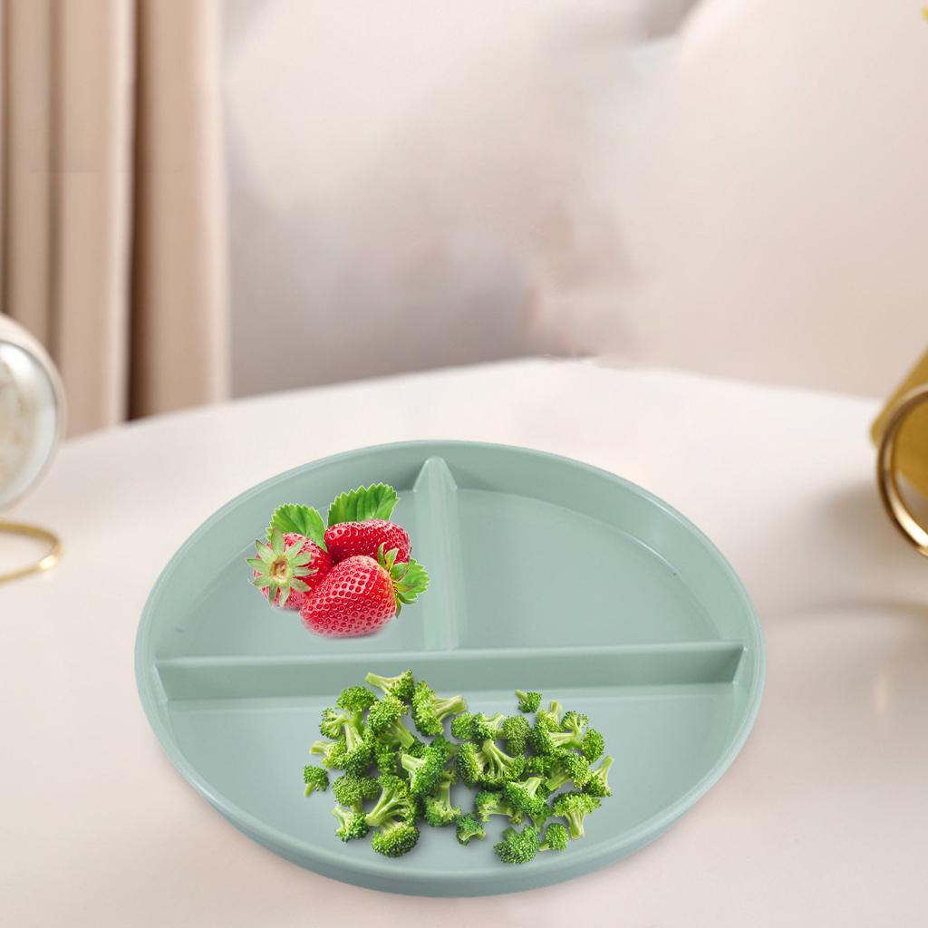 2x Divided Plates 3 Compartment Lightweight for Dinner Training Kids 