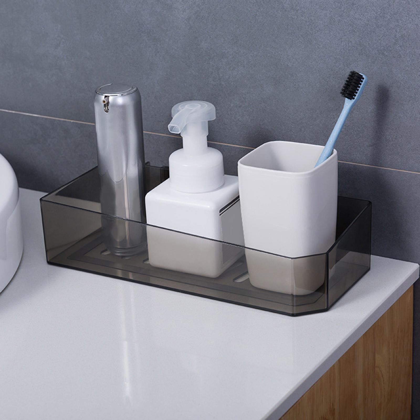 Plastic Bathroom Shelf Organizer Suction Rustproof for Home Kitchen black