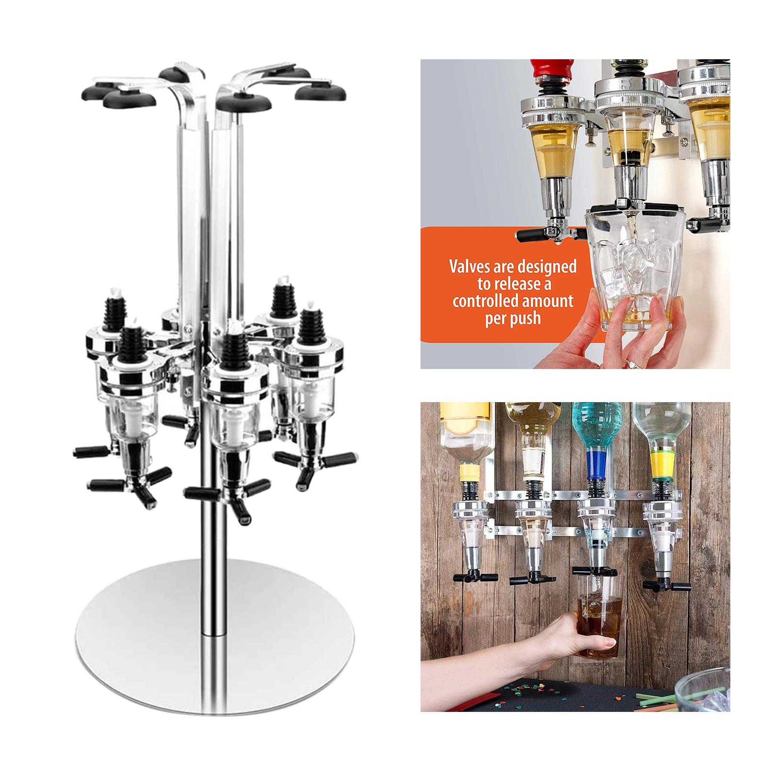 6 Bottle Liquor Dispenser Alcohol Drink Shot Dispenser for Bar 
