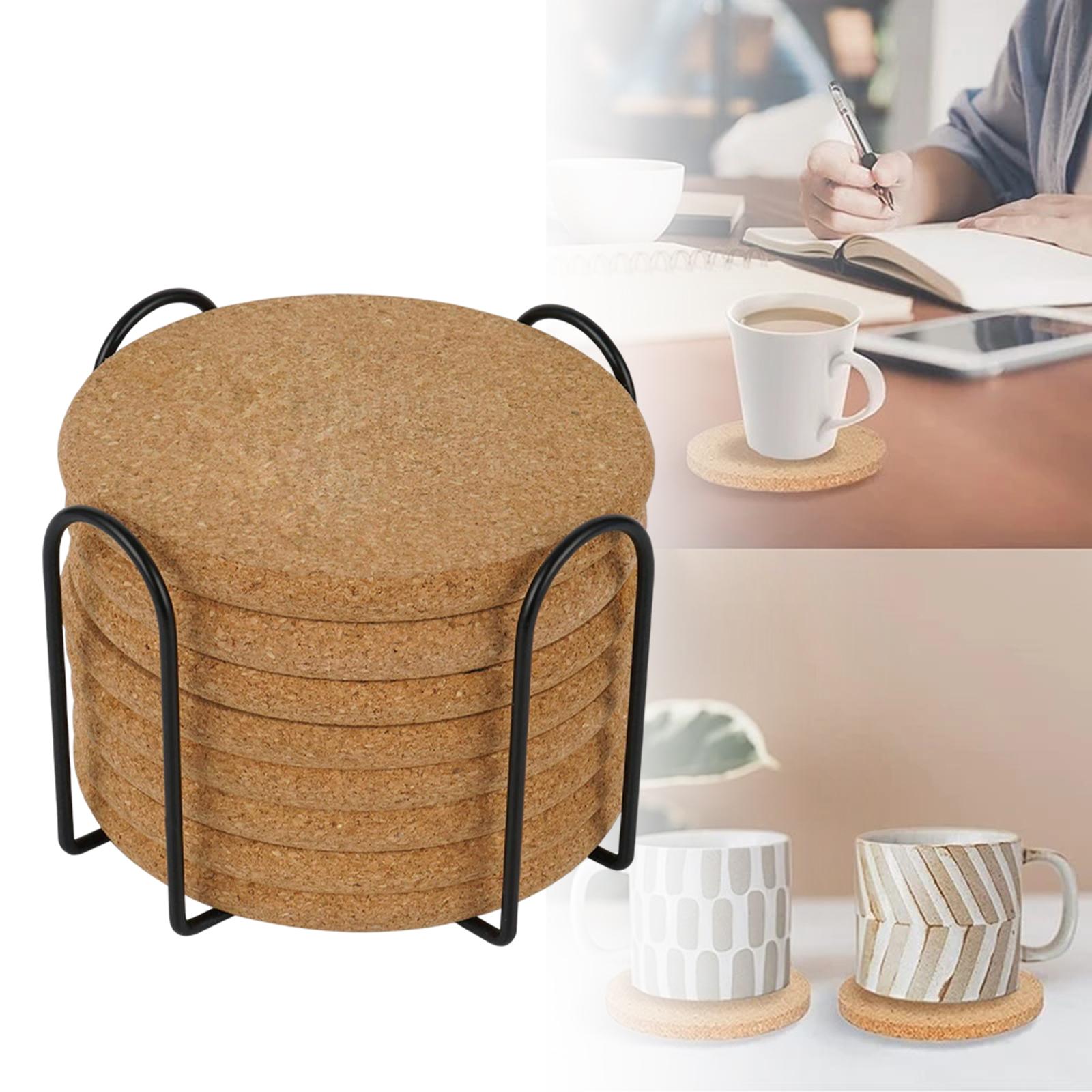 Mug Coasters with Holder Wooden Mug Mats Reusable for Home round