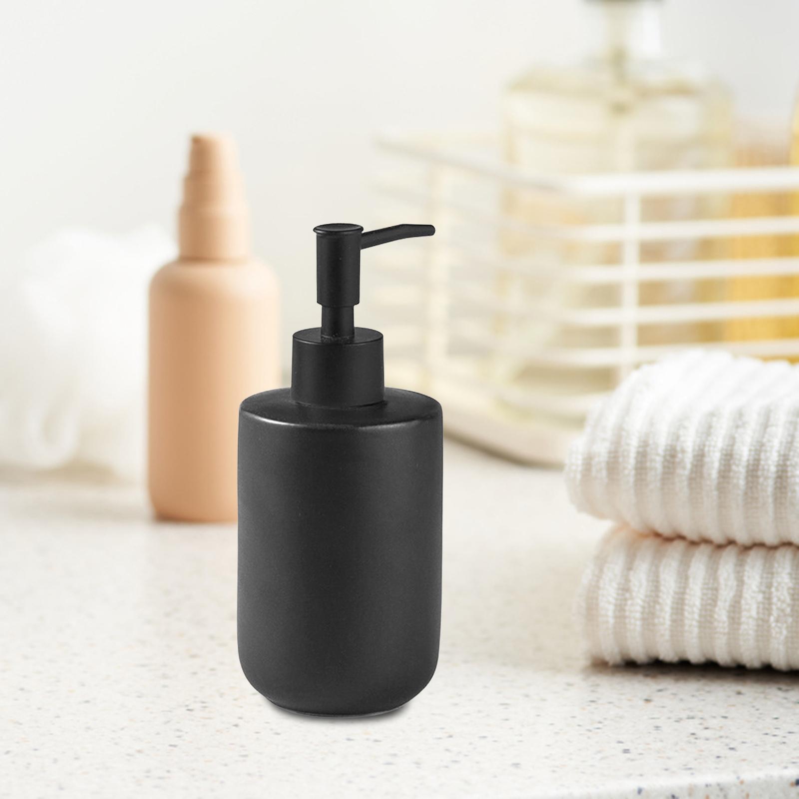 Ceramic Soap Dispenser Bottle Empty Pump Bottle for Home Restaurant Black