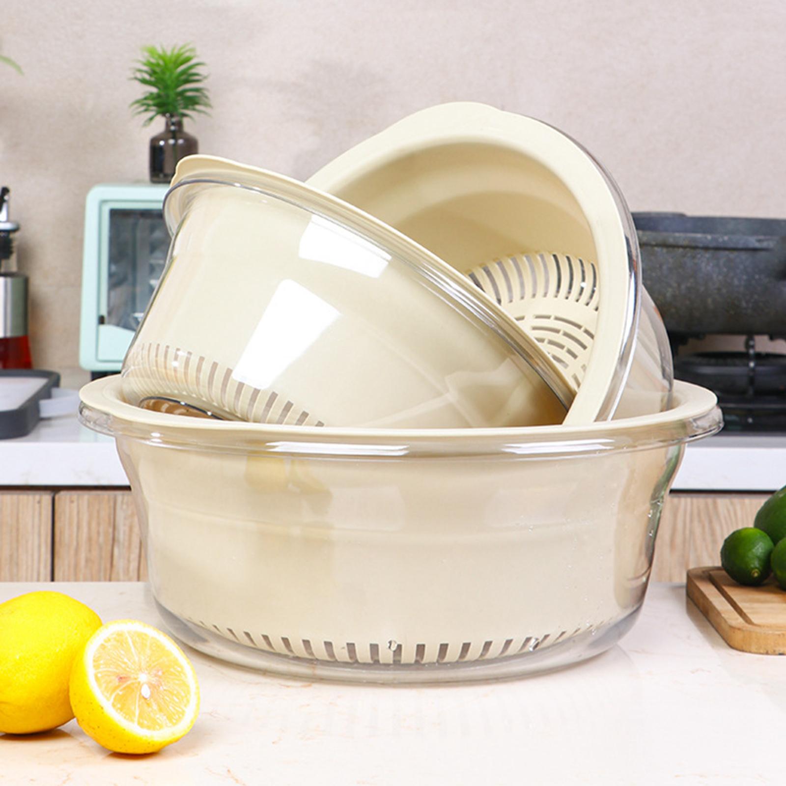 Washing Vegetable Baskets Thickened Multifunctional for Washing Fruits Khaki L