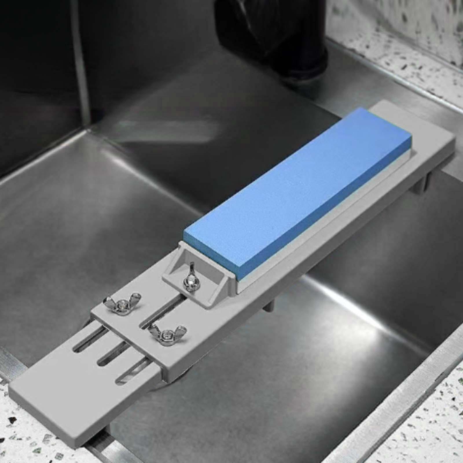 Sharpening Stone Holder Adjustable for Kitchen Sink Whetstone Diamond Stones Gray