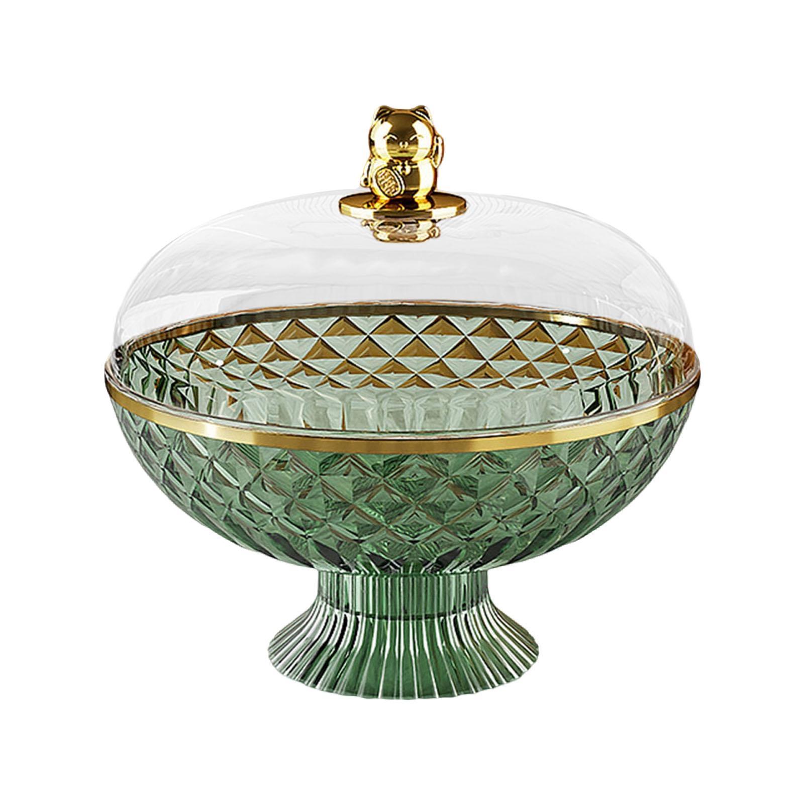 Fruit Pedestal Bowl With Lid Green