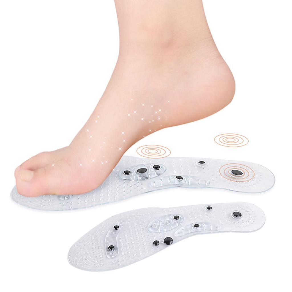 Acupressure Magnetic Therapy Insoles Breathable Shoe Insert Pads Clear L