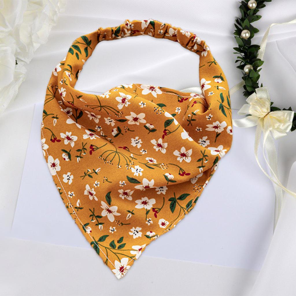 Women Bandana Elastic Soft Boho Hair Band Printed Hair Scarf Gifts Yellow