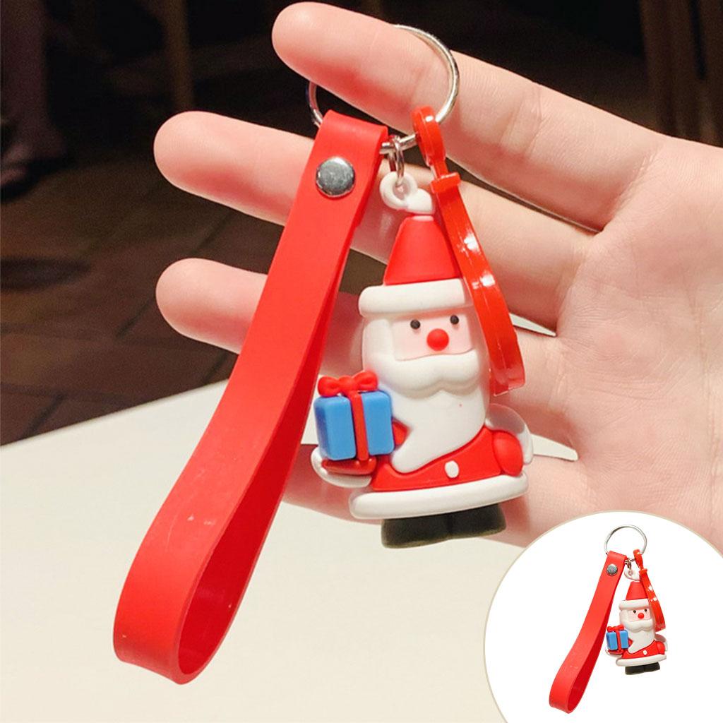 Cute Silicone Christmas Keychains Key Charms Bag Decors Santa