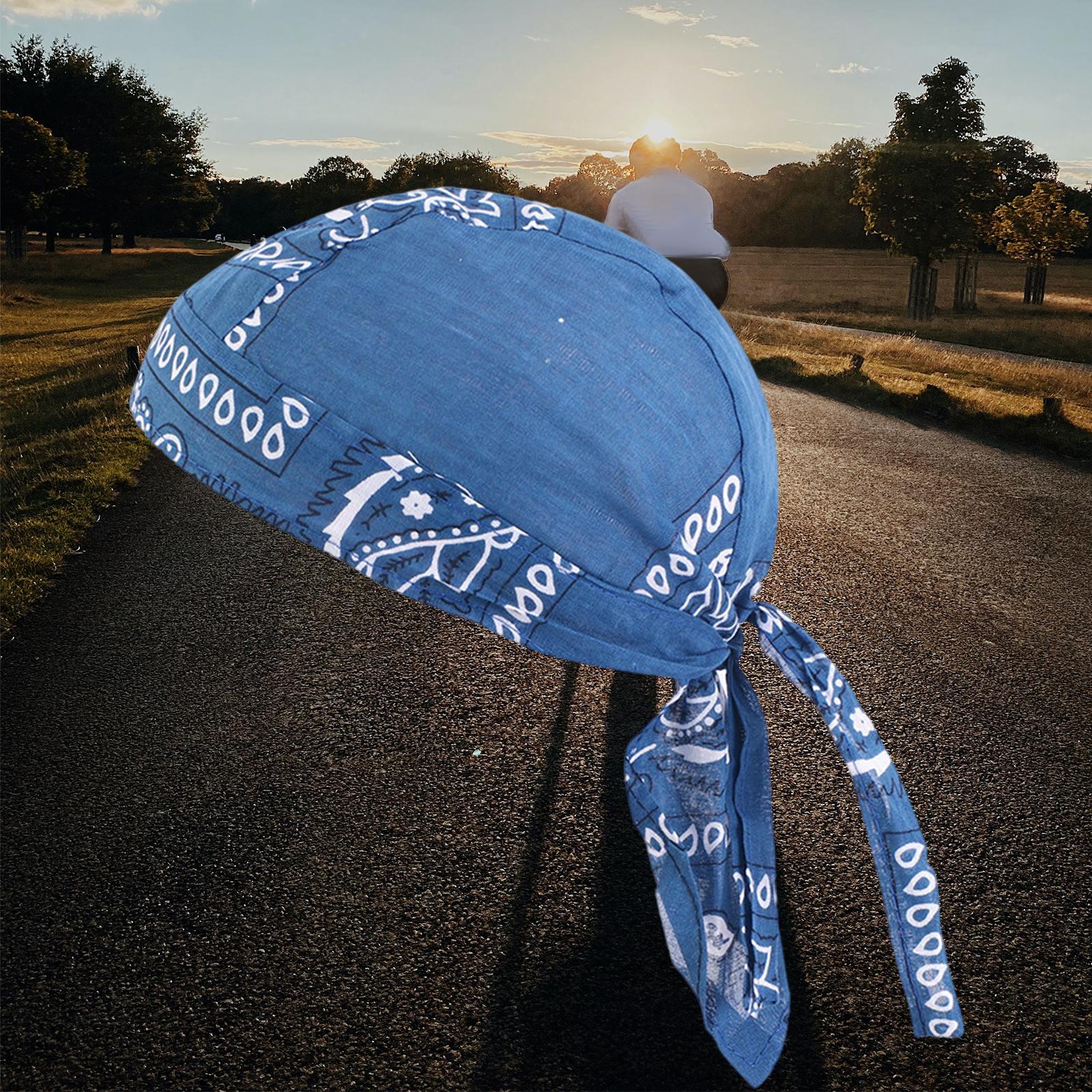 Adjustable Beanie Caps Headcloth Sweat Wicking for Training Men blue