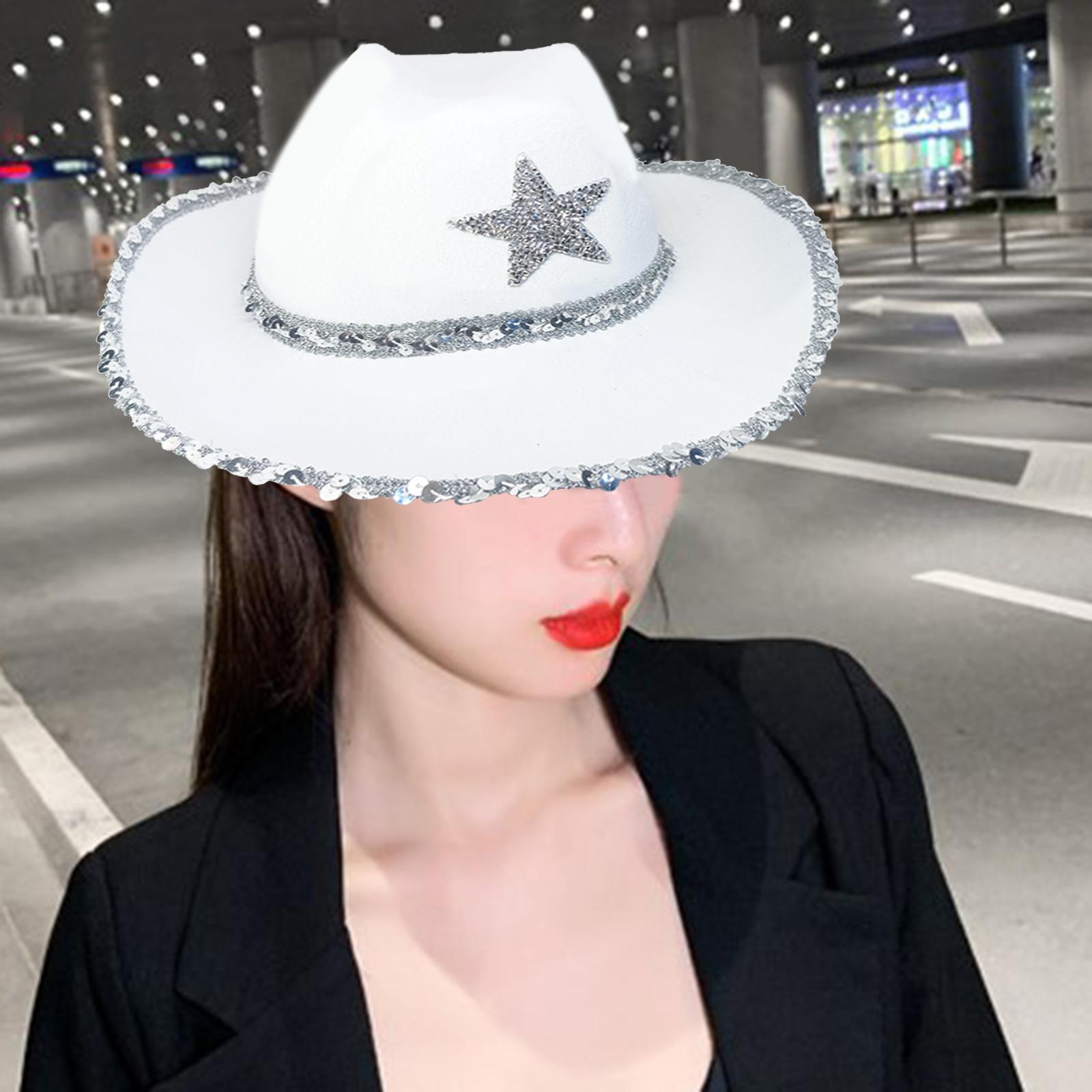 Novelty Cowboy hat Hats Sequin Star Western Ladies Holiday White